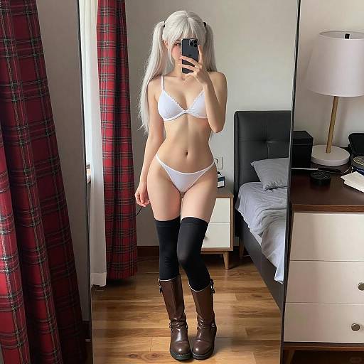 Blonde Woman Mirror Selfie Fashion
