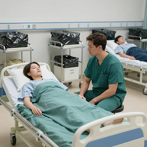 Sterile Hospital Room with Unconscious Patients