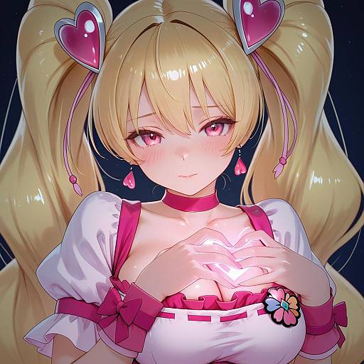 Illustration of Cure peach, precure in the style of Sakieko