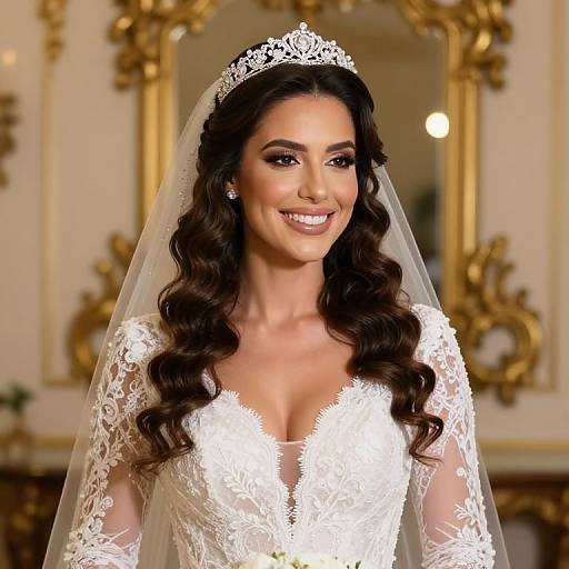 Elegant Bride in Lace Wedding Dress