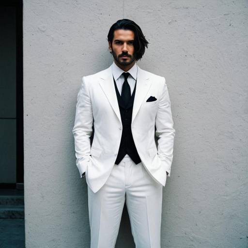 Man in White Formal Suit Standing Against Wall