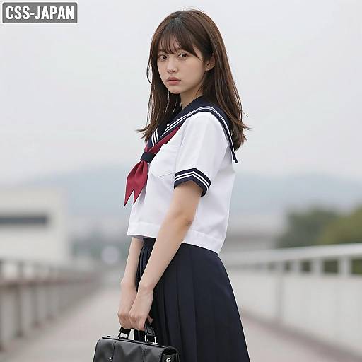 Asian Woman in Japanese School Uniform