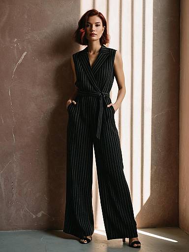 Petite Woman in Stylish Burgundy Jumpsuit