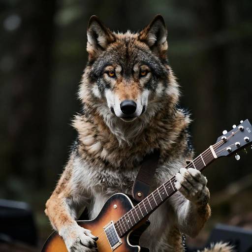 Realistic Anthropomorphic Wolf Musician Portrait