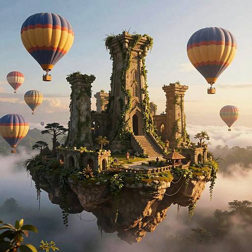 Mystical Sky Island with Ruins