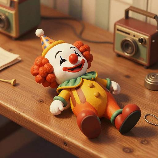 Vintage Carnival Clown Pipe Scene