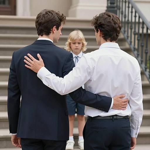Family Bond on Stone Steps