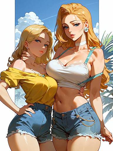 Two Women in Daisy Duke Shorts and Crop Tops