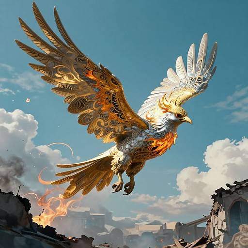 Art Nouveau Phoenix in Flight