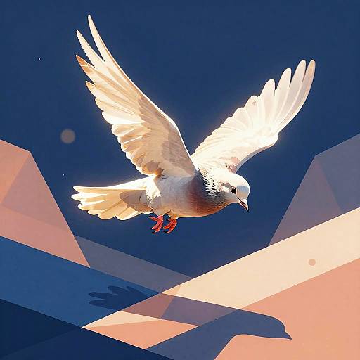 Upside Down Dove in Geometric Landscape