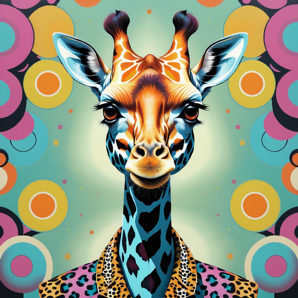 Retro Pop Surrealism Giraffe Artwork