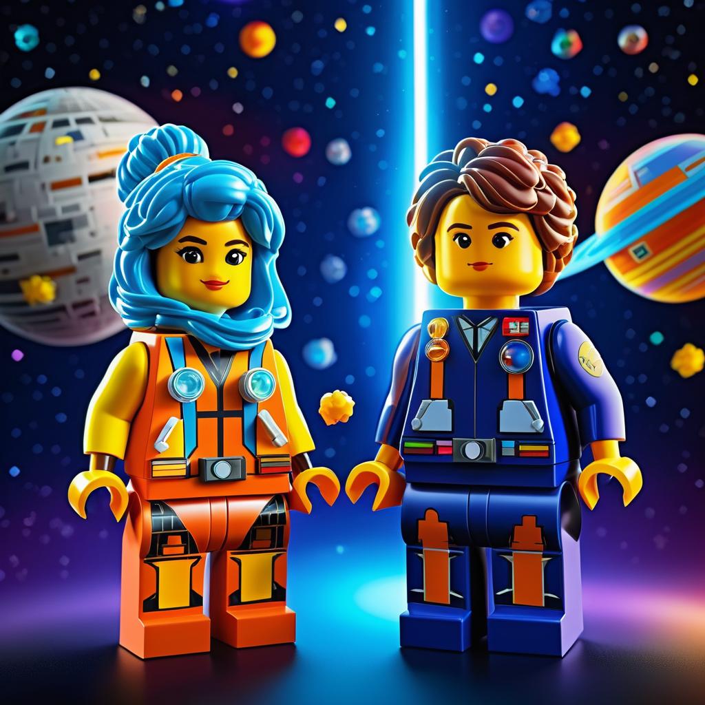 Lego Figurines in Outer Space Adventure