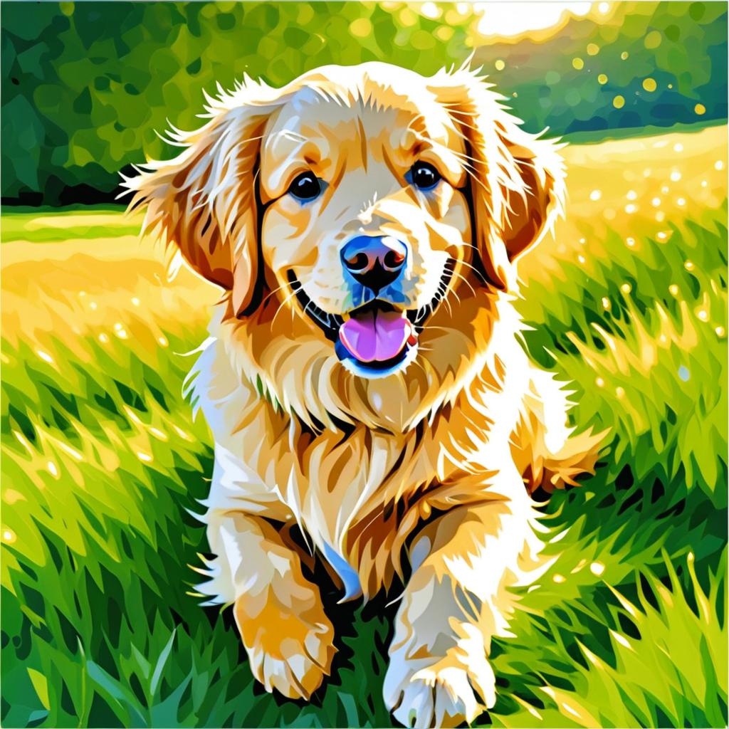 Cheerful Impressionist Golden Retriever Art Kits