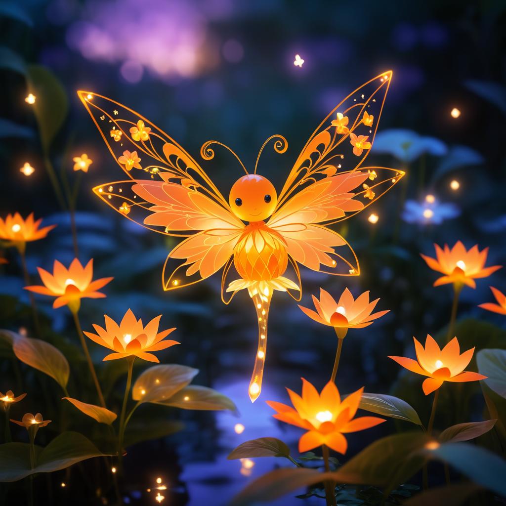 Enchanted Twilight Garden with Orange Sprite