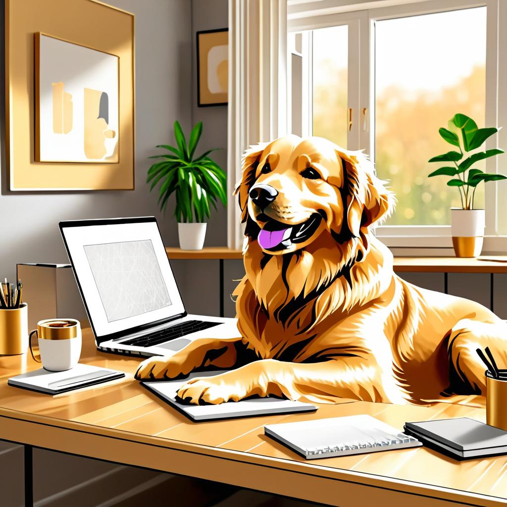 Sarcastic Golden Retriever Working from Home