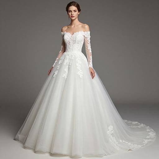 Elegant Off-Shoulder Tulle Wedding Gown