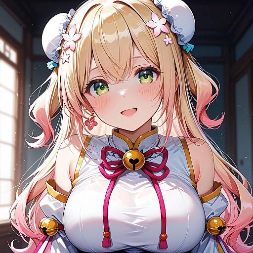 Illustration of Momosuzu nene (old design), hololive in the style of Rouka (akatyann)