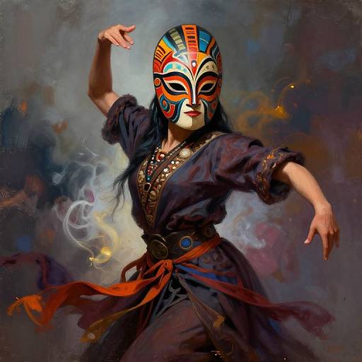 Enigmatic Masked Tribal Dancer