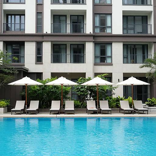 Modern Apartment Poolside Relaxation Scene