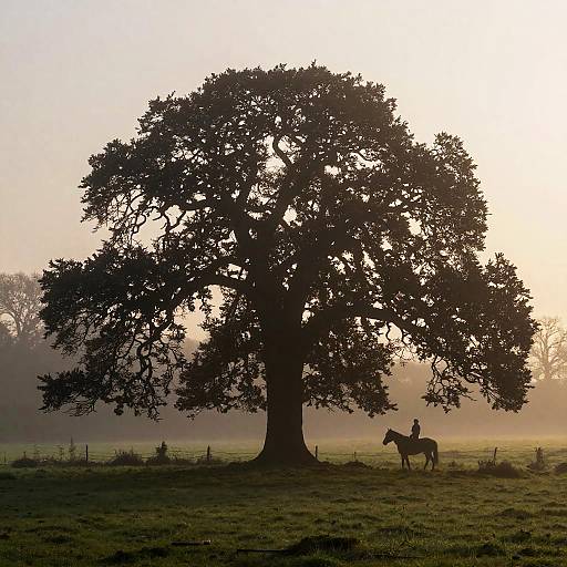 Misty Oak Silhouette with Horsewalk