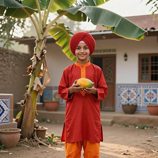 Cheerful Punjabi Boy in Traditional Attire