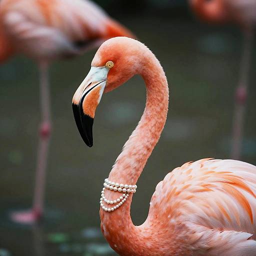Vintage Flamingo Portrait with Pearls