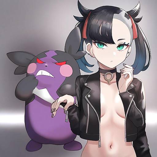 Illustration of Morpeko (hangry), pokemon in the style of Pepe (jonasan)