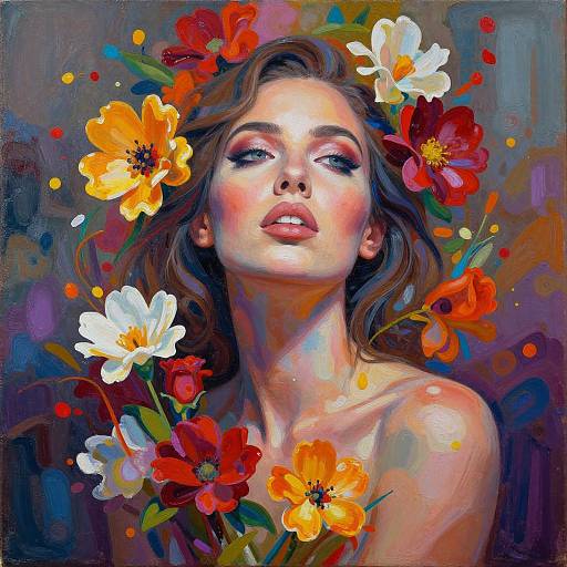 Acrylic Portrait of Mysterious Woman