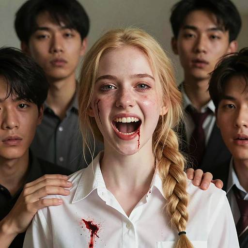 Realistic Horror Scene with Multiple Characters