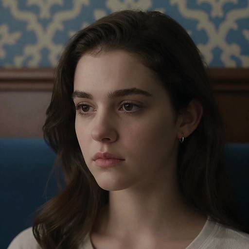 Serious Young Woman Portrait in Blue