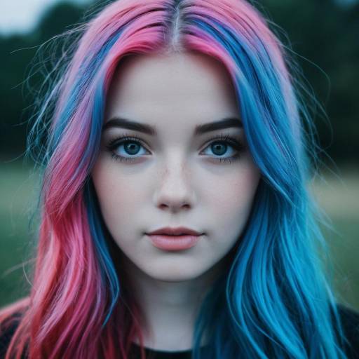 Young Woman with Pink and Blue Hair