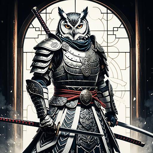 Anime Owl Ronin in Samurai Armor