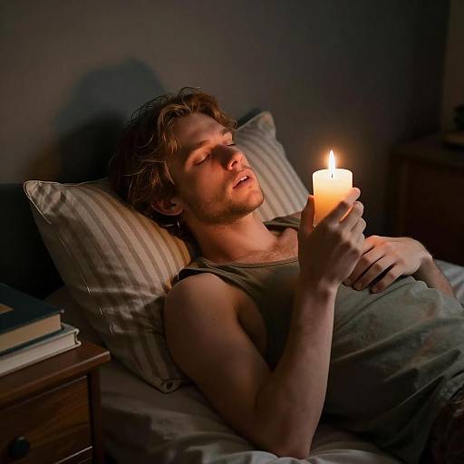 Relaxing Man in Dimly Lit Room