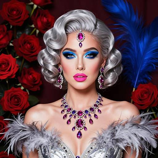 Silver-Haired Glamour with Jewel Adornments