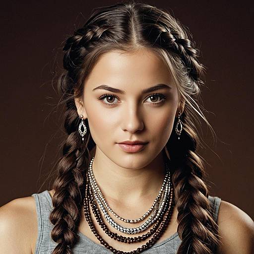 Young Woman with Multiple Braids and Jewelry