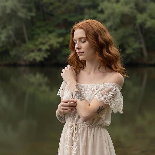 Tranquil Portrait of a Red-Haired Woman