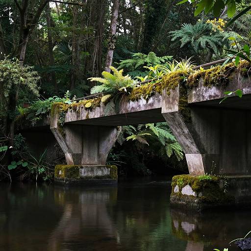 Eco-Brutalism Bridge in Forest