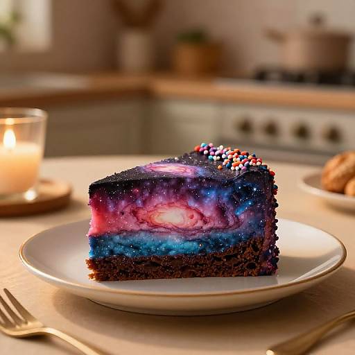 Vibrant Galaxy Cake Slice