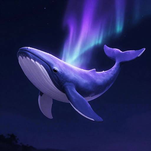 Magical Anime Glowing Purple Aurora Whale