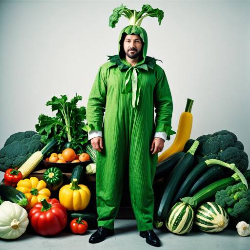 Man in Zucchini Costume with Vegetables