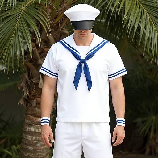 White Sailor Uniform by Palm Tree