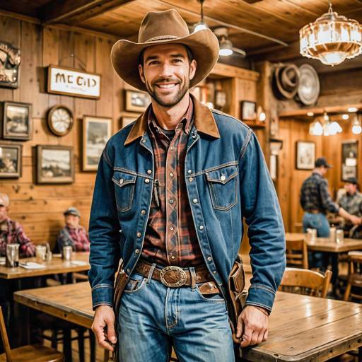Smiling Cowboy in Western Diner