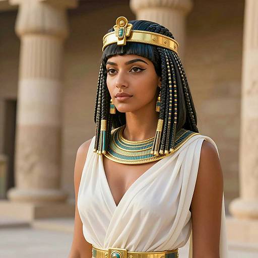 Woman in Cleopatra Costume with Gold Headpiece