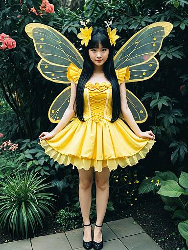 Realistic Yellow Fairy Costume Woman