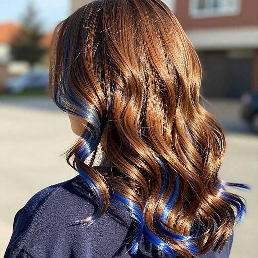 Sunlit Brown Hair with Blue Highlights