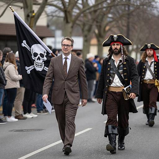 Street Parade with Pirate Flag Bearer