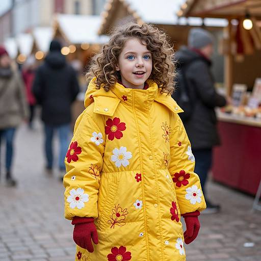 Vibrant Girl at Winter Festival Market