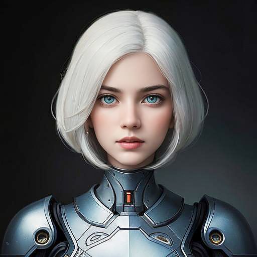 Elegant Female Robot Portrait in 8K