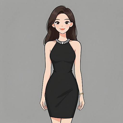 Smiling Woman in Minimalist Black Dress