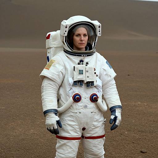 Astronaut Standing on Martian Landscape